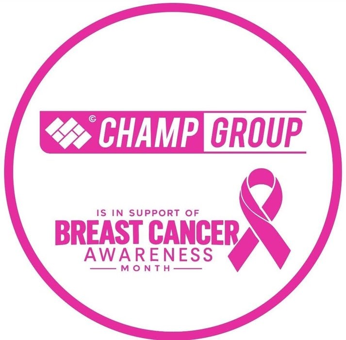 The Champ Group logo in pink: in support of Breast Cancer Awareness Month